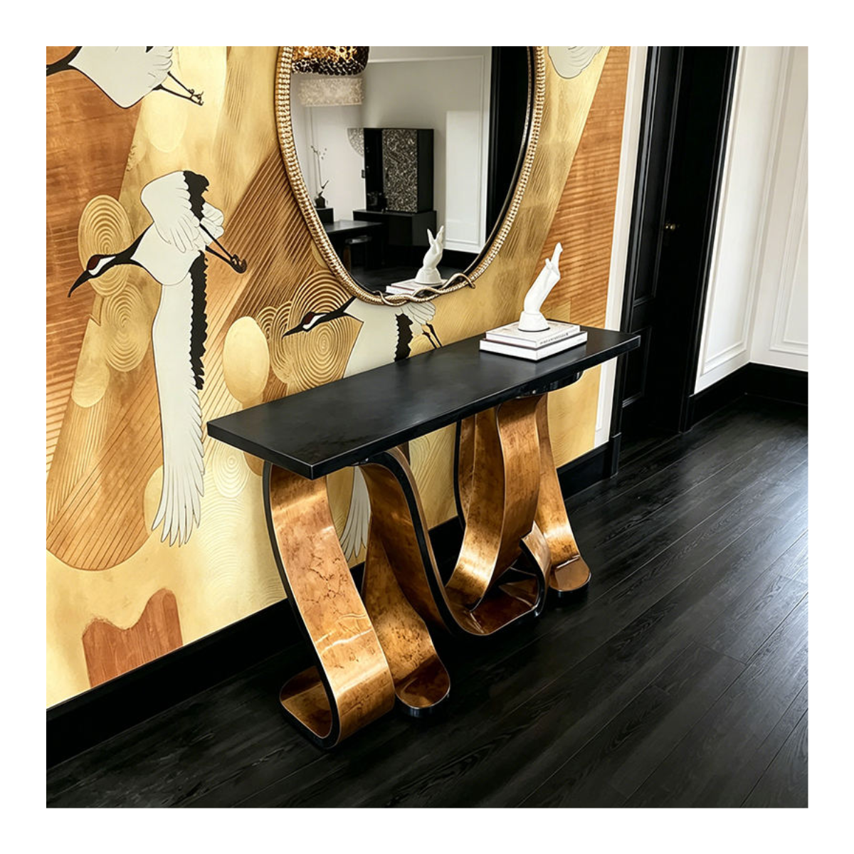 Ribbon Gold Console Table